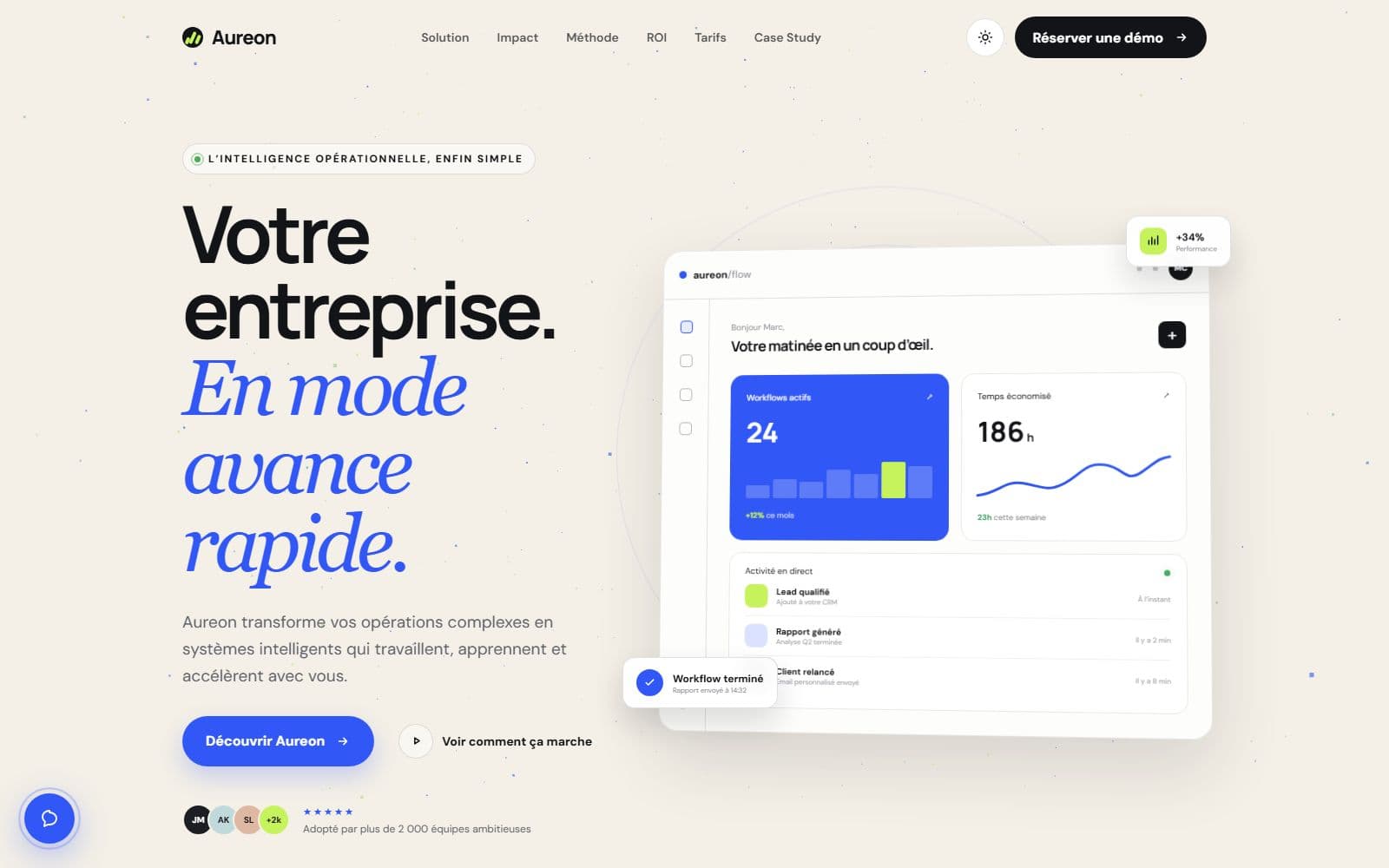 Aperçu Aureon — Plateforme d'automatisation intelligente
