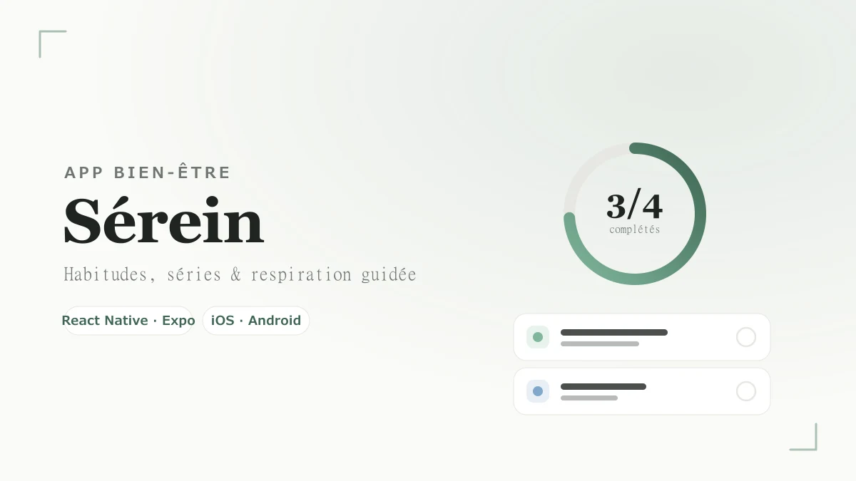 Aperçu Sérein — App mobile de bien-être